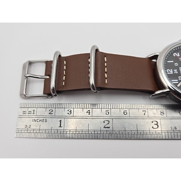 Timex Weekender TW2R63100 38mm Indiglo Military Watch Mens Brown Band New Batter - Picture 9 of 12